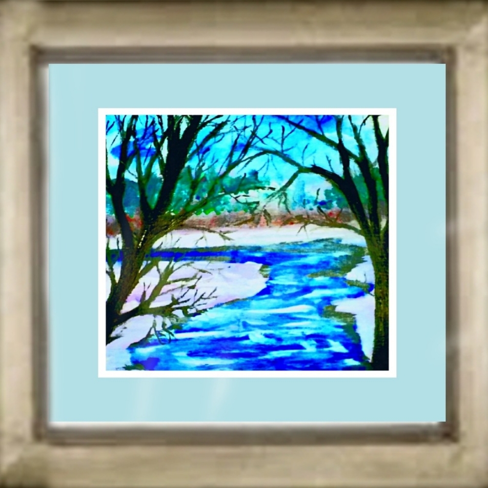 "Snowy Stream" a Gallery Wrapped Canvas